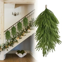 Artificial Christmas Teardrop Swag, Faux Pine Needles Teardrop Door Swag, Christmas Norfolk Greenery Teardrop Wreath for Xmas Door Table Mantle Fireplace Indoor Outdoor Decor, 1 Pcs, 25.19 Inches