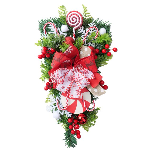 Artificial Christmas Teardrop Swag, Window Door Swag Garland Christmas