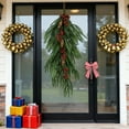 thumbnail image 1 of Artificial Christmas Teardrop Swags, 28" Pine Needle Norfolk Greenery Teardrop Door Wreath with red Berries and Pine Cone for Xmas Stairway Fireplace Indoor/Outdoor Decor, 1 of 8