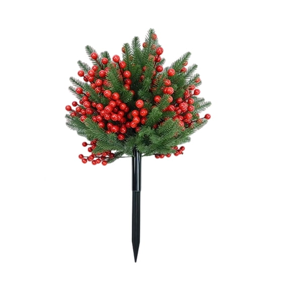 Artificial Christmas Topiary Ball Flowers Outdoor Decoration Fake Pine Branches Picks with Red Berry for Garden Yard Lawn Vase Table Decor