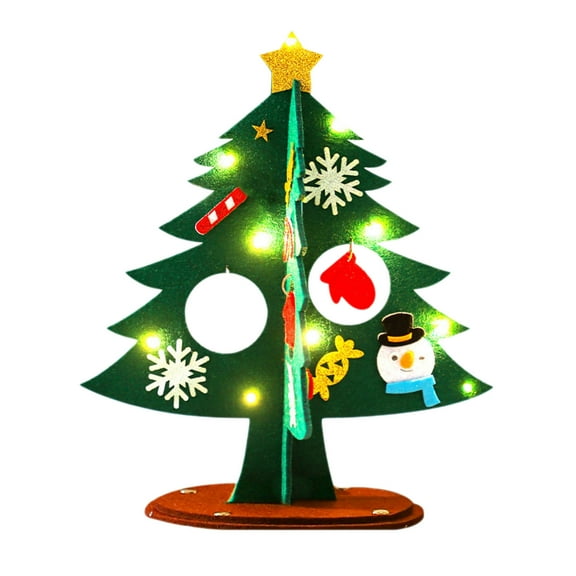 Artificial Christmas Tree,1 Pcs Felt Christmas Tree Xmas Ornaments Christmas Tree with Ornaments and LED Lights Wall Hanging for Xmas Gifts Christmas Home Door Window Decorations(Multicolor)