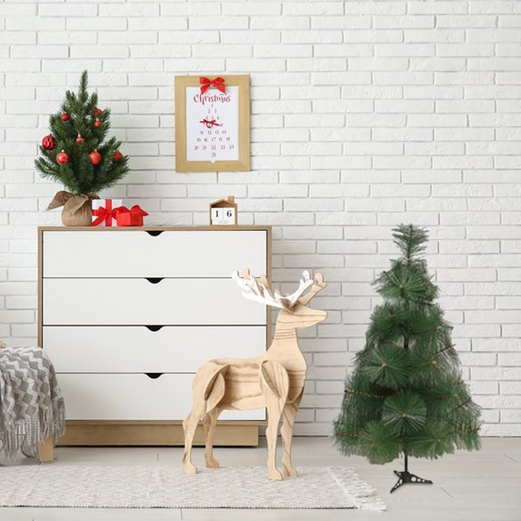 Artificial Christmas Tree, 3 Ft Advanced Hinged Design, Dense Branches Realistic Holiday Decor Easy Assembly for Tabletop,Home, Office, Indoor and Outdoor