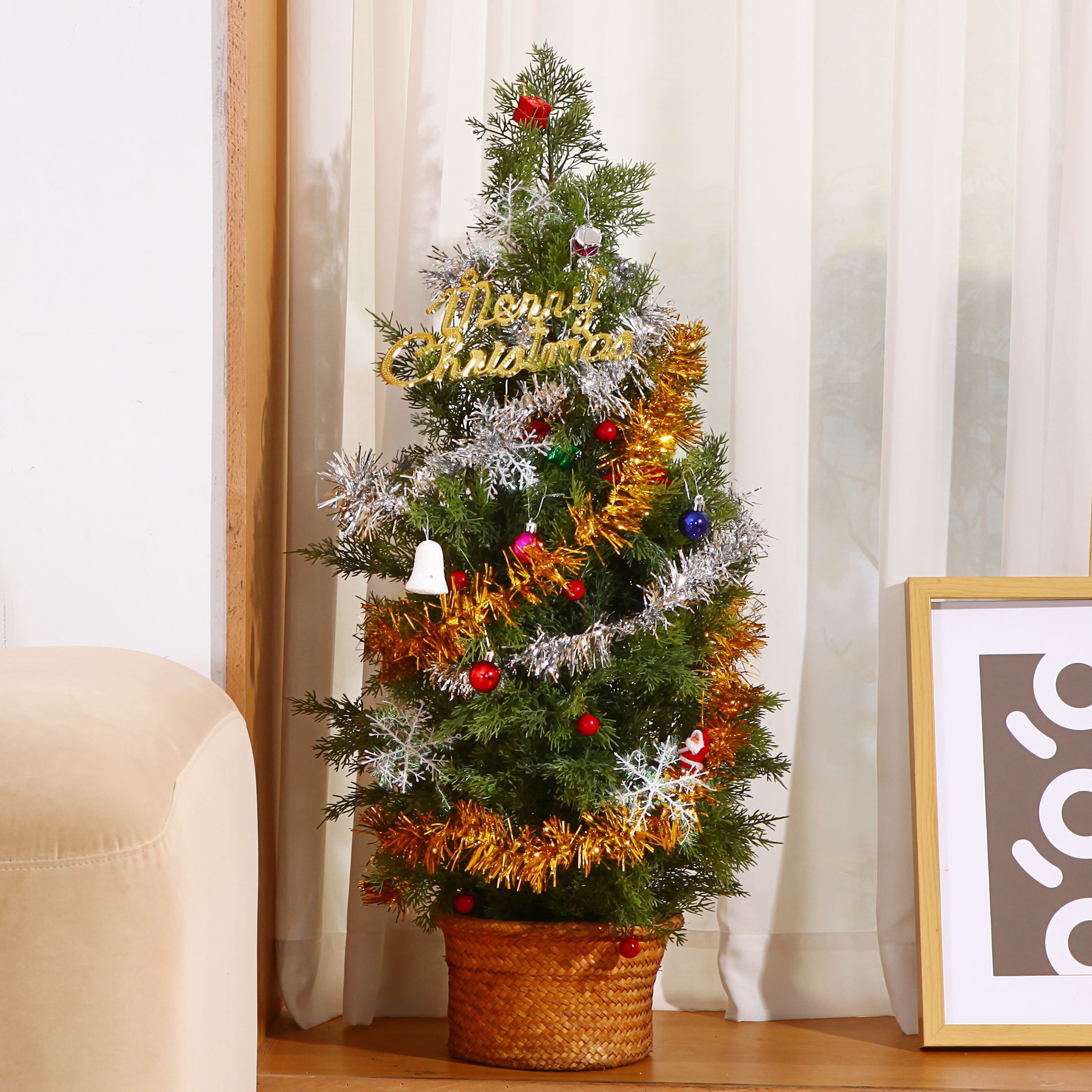 Artificial Christmas Tree 3 ft Outdoor Artificial Topiary Cedar Plants