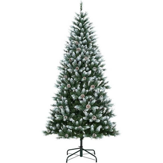 Artificial Christmas Tree 4.5/6/7.5/9 Foot Flocked Snow Trees with Pine Cone Decoration Unlit