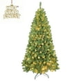 thumbnail image 1 of Artificial Christmas Tree 6FT/7.5FT/8FT/9FT – Lush Green Hinged PVC Tree With Metal Stand, Realistic Needles & Memory Wire Branches For Indoor Holiday Decoration, 1 of 11