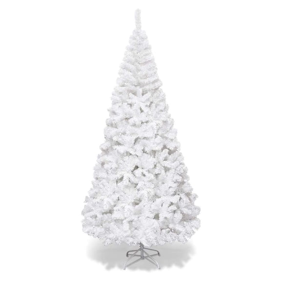 Artificial Christmas Tree 6ft, Premium PVC Pine Tree with Flame-Retardant Leaves, Durable Cross Metal Base and Non-Slip Feet for Festive Indoor Outdoor Use, White