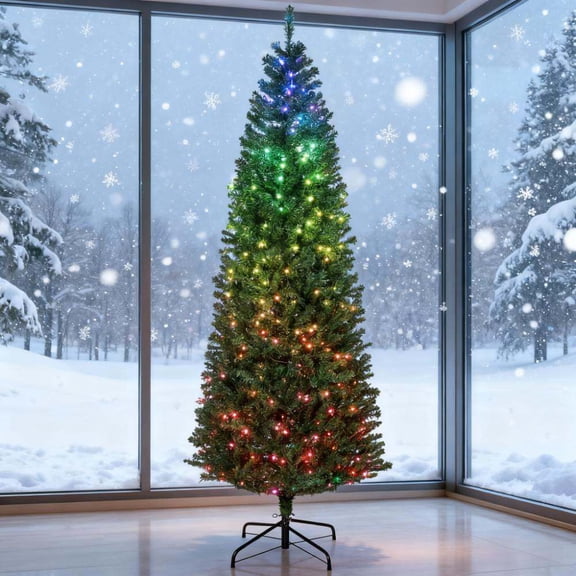 Artificial Christmas Tree, 7ft Artificial Christmas Tree, Green Christmas Tree,Plastic Small Christmas Tree, Household Supplies & Décor Christmas Trees