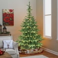thumbnail image 1 of Artificial Christmas Tree, 8ft Pre-Lit Christmas Tree with 500 Warm White LED Lights, 1307 PE+PVC Tips, Realistic Layered Look, Unique Wooden Base - Full Artificial Holiday Tree for Home Decor, 1 of 11