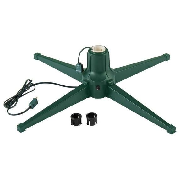 Artificial Christmas Tree Base Rotating Metal Stand for 1 to 1 1/2 Inch Diameter Artificial Christmas Tree Poles, 31 Inch, Green
