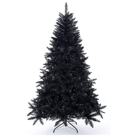Artificial Christmas Tree Classic Xmas Pine Tree with Solid Metal Stand 5/6/7 FT Unlit (Black)