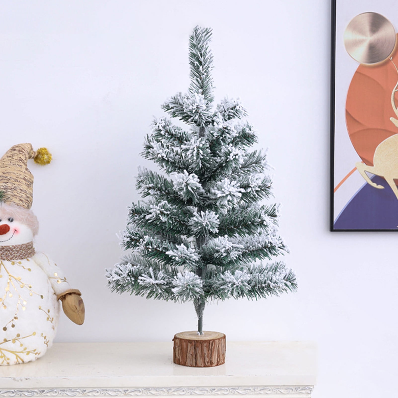 Artificial Christmas Tree Decoration Tabletop Mini Snow Flocked Xmas
