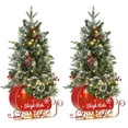 thumbnail image 1 of Artificial Christmas Tree For Entrances,Includes 200 Lights and Pot,Pre-Lit Holiday Xmas Tree,Snow Flocked Christmas Tree with Pine Cones, Red Berries, Sleigh-Shaped Base, 1 of 7