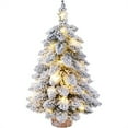 thumbnail image 1 of Artificial Christmas Tree with LED Lights Snow Flocked Realistic Pine Branches Holiday Decoration for Home Office Indoor Outdoor Festive Display 17.7inch Height, 1 of 6