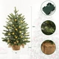 thumbnail image 1 of Artificial Christmas Tree, Pre-Lit Christmas Tree, 18 Inch Green Encrypted Flame Retardant Christmas Tree with Warm White LED Lights, Battery Operated with Remote and Timer, Woven Basket Base, 1 of 5