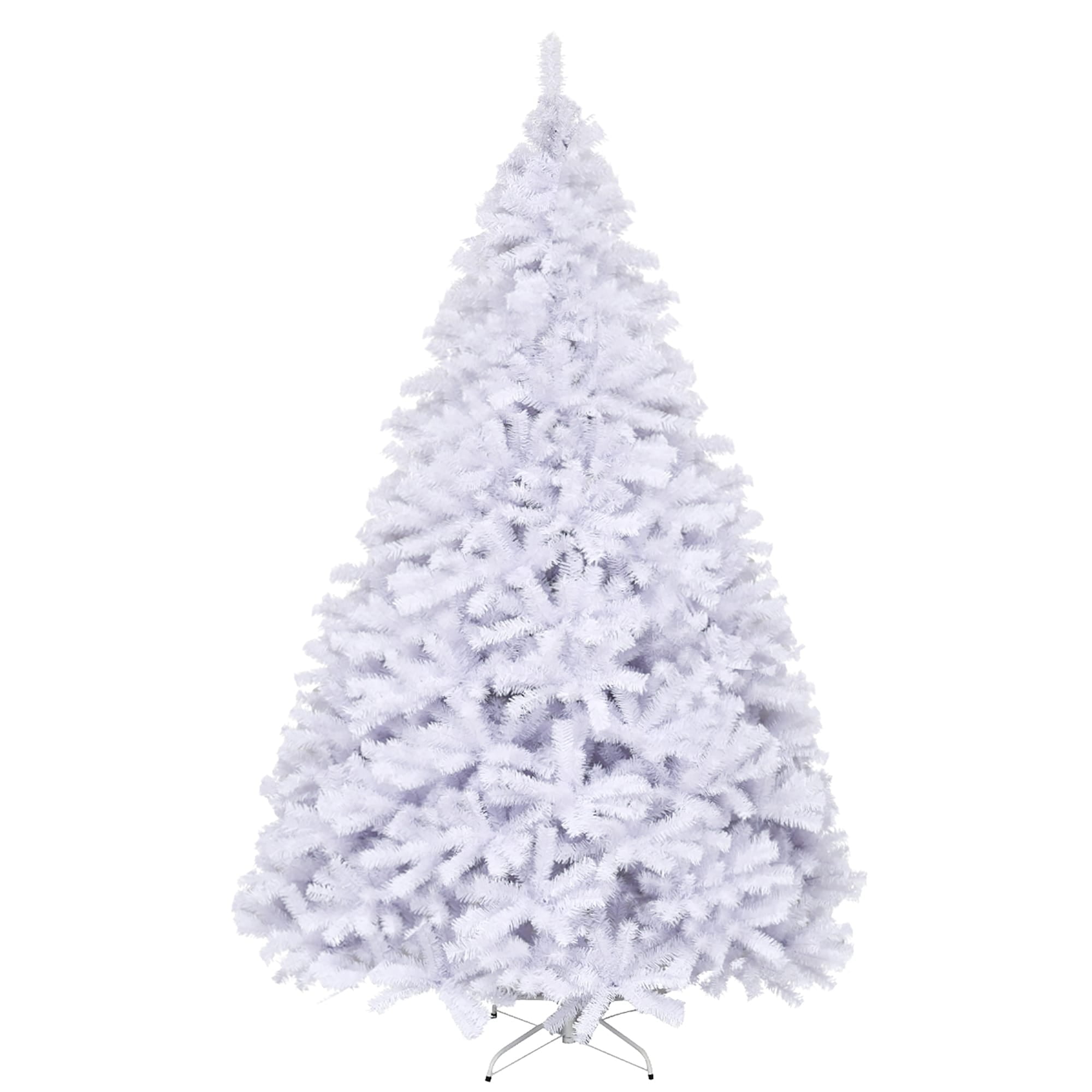 9-Foot White PVC Hinged Artificial Christmas Tree with Metal Stand