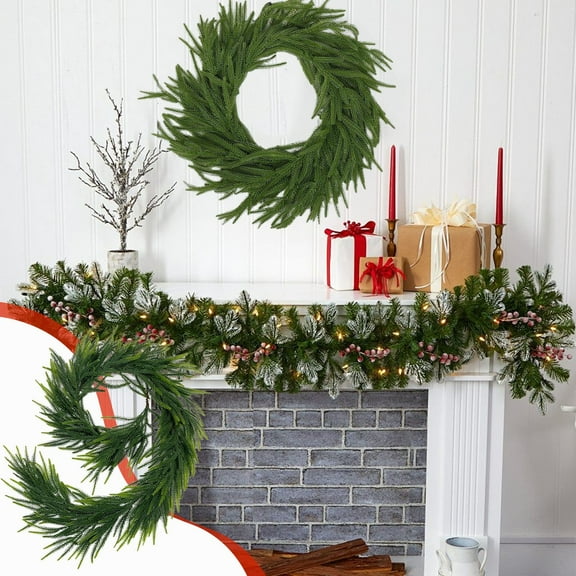 Artificial Christmas Tree with Rattan Trunk, Norfolk Pine Style Holiday Tree for Indoor Home Decor, Christmas Mantel Display Or Tabletop Arrangement, Family Gathering Seasonal Celebration Akmoler