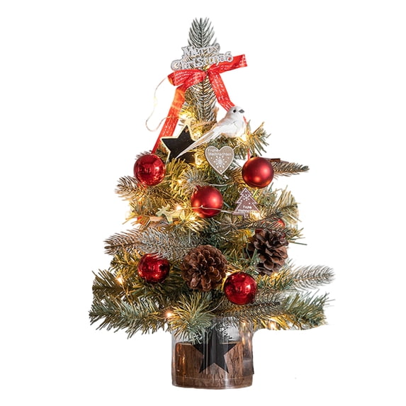 Artificial Christmas Tree with Decorative Ornaments Pine Cones Bow ...