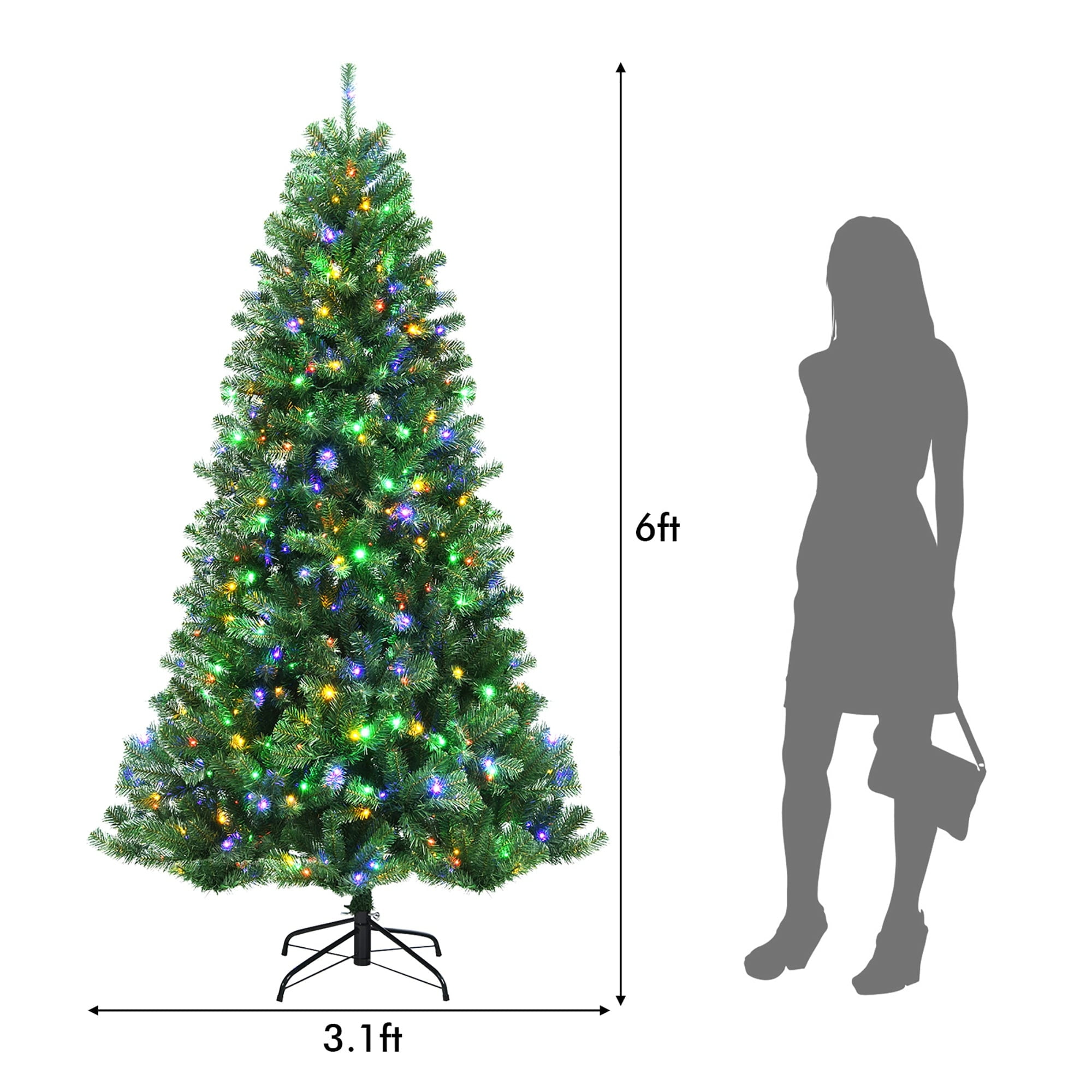 6ft Green Pre-lit Pine Christmas Tree with Remote-Controlled LED Lights