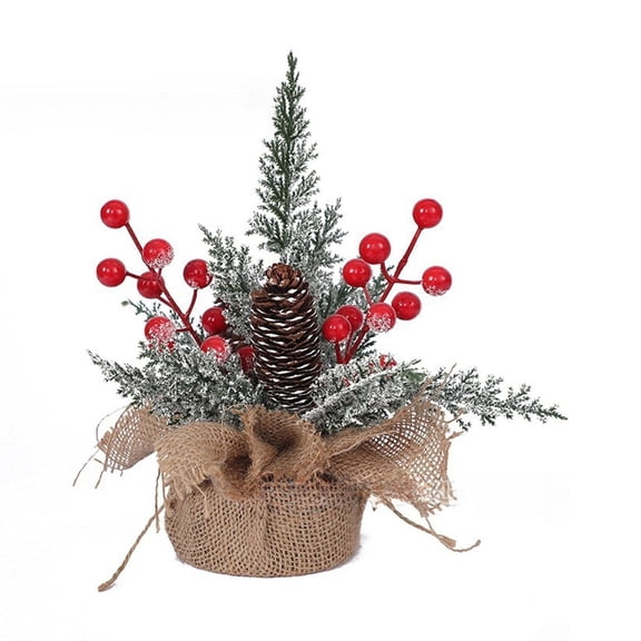 Artificial Christmas Trees Mini PE Christmas Tree 9.8Inch Christmas Decoration Ornaments Small Snow Powder Desktop Christmas Tree