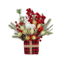 Artificial Christmas Trees Snow Flocked Artificial Full Christmas Tree, Christmas Pine Tree with 880 Branch Tips, and Foldable Base for Home, Party Decoration(13.8 Inch)