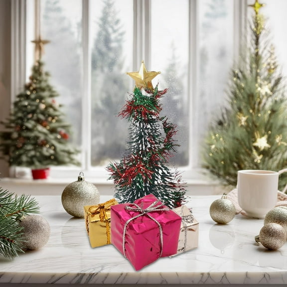 Artificial Christmas Trees Slim Christmas Trees Simulation Christmas Tree Accessories Gifts Miniature Scene Decoration For Christmas Holiday Desk Decor