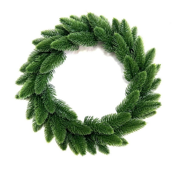 Artificial Christmas Wreath 16 Inch, Real Touch Norfolk Pine Wreath for Front Door, Faux Green Wreath Indoor Outdoor Decor