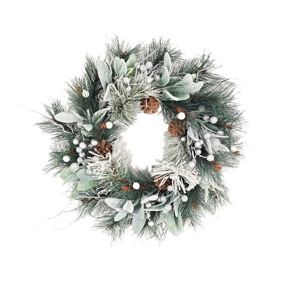 Artificial Christmas Wreath – 18" Pine Needle Door Hanging Decoration with Pinecones – Winter Holiday Front Door, Wall, Window Décor for Indoor & Outdoor Use