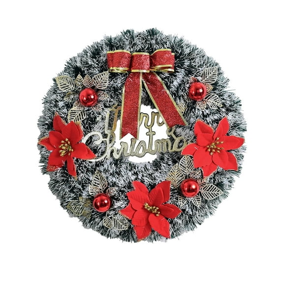 Artificial Christmas Wreath, Decorative Green Wreath for Front Door Wall, Festive Hanging ornament for Indoor Outdoor Holiday Decor(a)