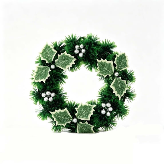 Artificial Christmas Wreath PVC Needle Multiple Styles Holly Leaves ...
