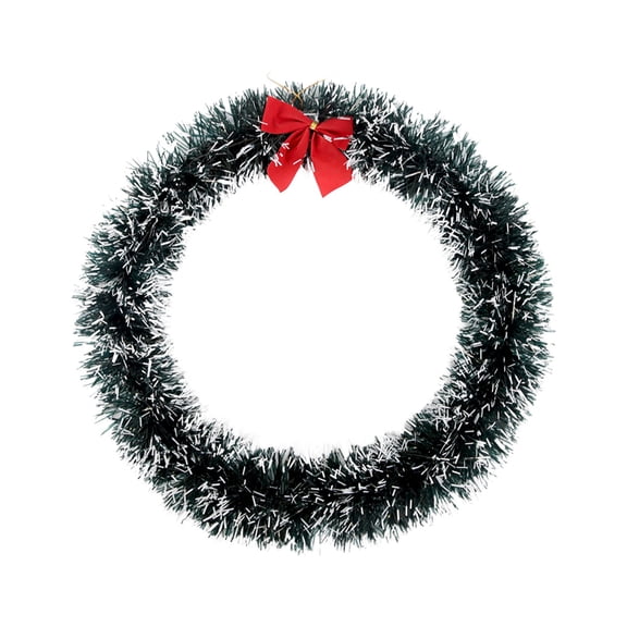 Artificial Christmas Wreath with Red Bowknot, Front Door Garland for Indoor Outdoor Decor, Winter Themed Wall Hanging Wreaths for Holiday Home and Window Display Christmas Tree Ornaments