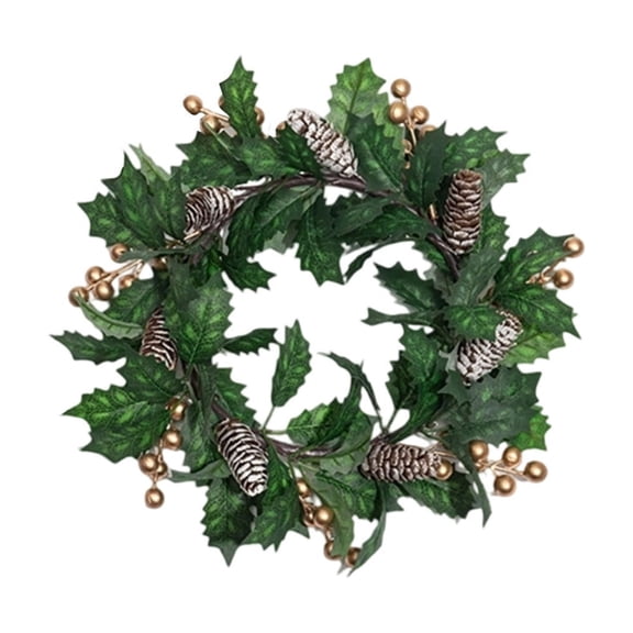 Artificial Christmas Wreath Ring With Red Berries And Pinecones Plastic Home Door Decoration 13.4 Inch 1 Pack