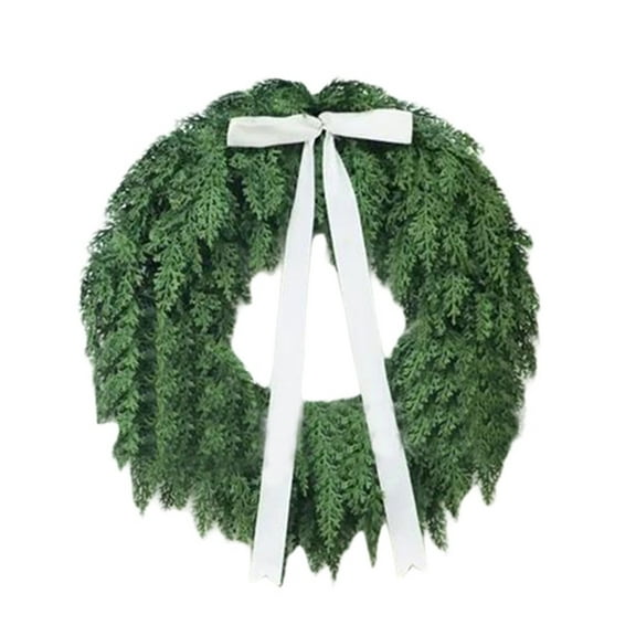 Artificial Christmas Wreath Thick and Lush Realistic Cedar Wreath Cedar Pine Needles Wreath for Christmas Winter Home Holiday Party Decor Indoor Outdoor,19.7"