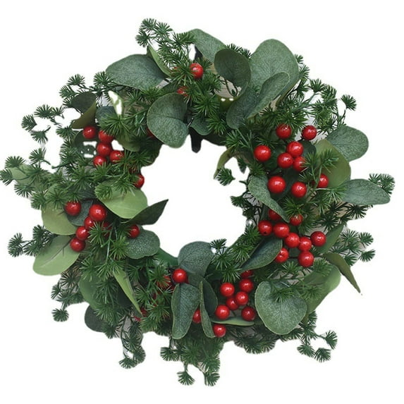 Artificial Christmas Wreath Winter Wreath with Eucalyptus Leaves And Red Berry for Front Door Indoor Outdoor Farmhouse Wall Holiday Decor