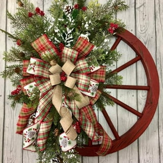 Mini Christmas Wreath for Cabinets Window Decoration,9Inch Artificial Snowy  Pine Cone Poinsettia Flowers Wreaths New Year Party Outdoor Indoor