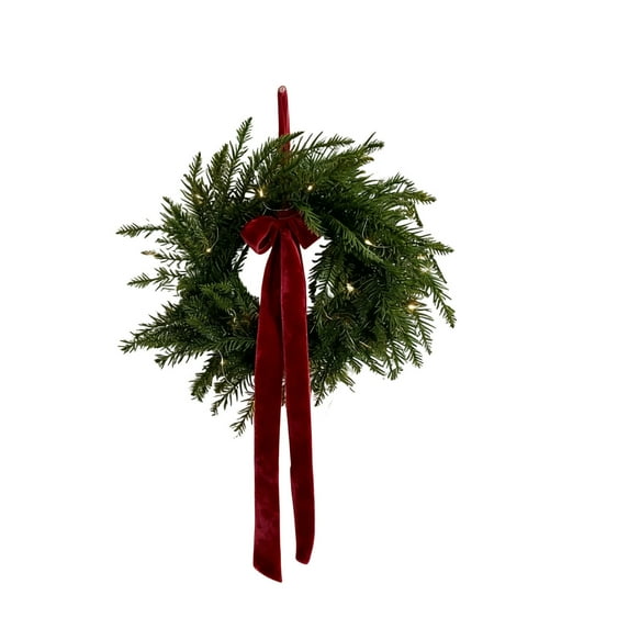 Artificial Christmas Wreath for Front Door, Large Green Plastic Holiday Wreath for Indoor Outdoor Home Window Wall Decor(C)