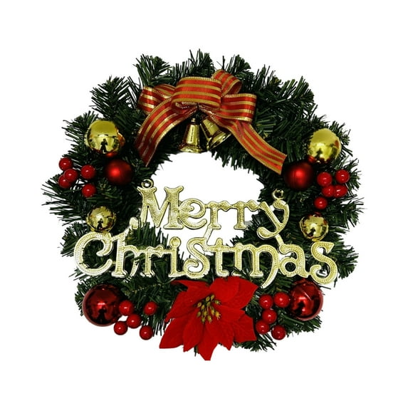 Artificial Christmas Wreath with Red Berries & Pine Cones – Green Branch Holiday Door & Window Hanging Decoration for Home, Storefront, Office