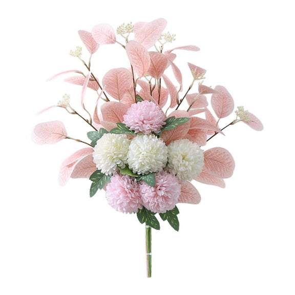 Artificial Chrysanthemum Ball Flowers with Leaves Silk Flowers for Wedding Bouquets Centerpieces Arrangements Party Home Garden Decor