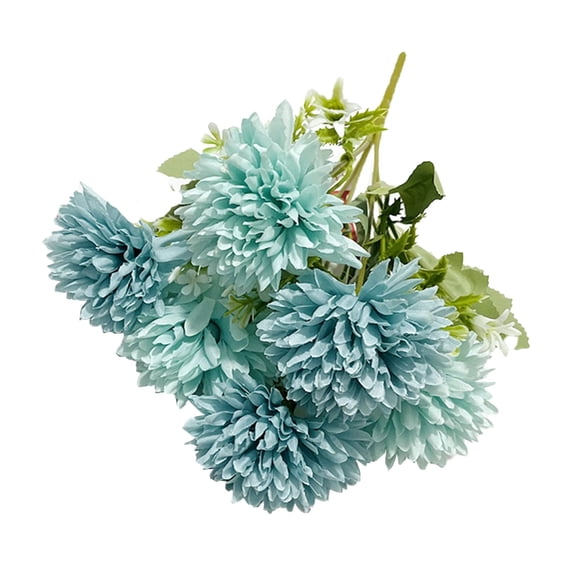 Artificial Chrysanthemum Flowers,Flower Ball Bouquet, Six Head Silk Stems, 11.8 Inch Spring Decor