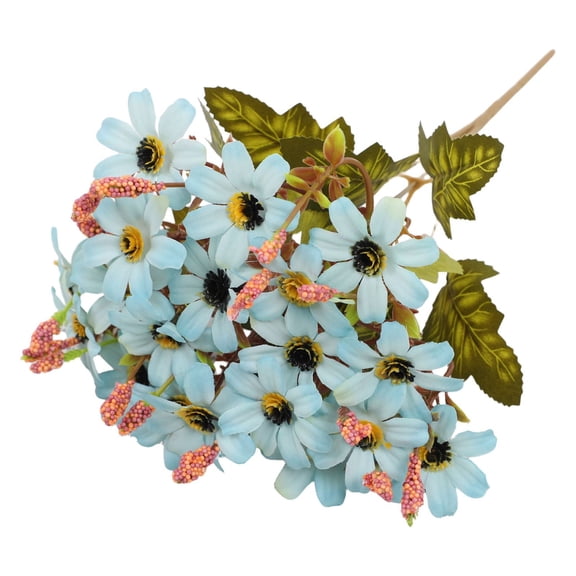 Artificial Chrysanthemum Flowers,Realistic Fake Floral Stems for Home Wedding Decor,No Maintenance Table Centerpiece Arrangement (1Pcs) Blue