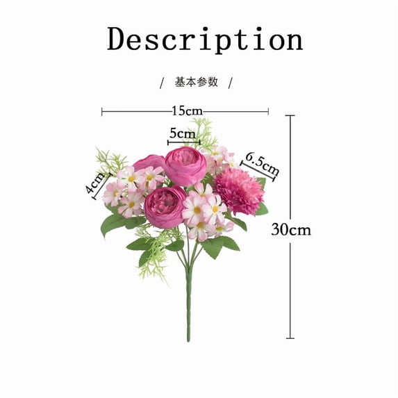 Artificial Chrysanthemum and Rose Handheld Bouquet, Silk Flower Arrangement for Wedding Decor and Home Styling, Realistic Fake Flower Bundle for Tabletop and Ceremony Aisle Decoration
