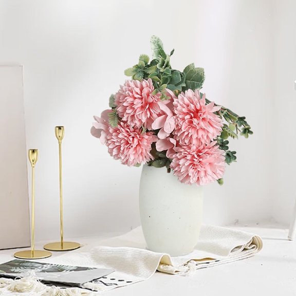 Artificial Chrysanthemum Silk Flower Bouquet | Lifelike Polyester Floral Arrangement for Wedding, Hotel, Home Decor | 8 Head, 29cm, Multiple Colors | Fade Resistant, Allergy Friendly Photography Prop