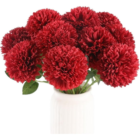 Artificial Chrysanthemums Flowers Burgundy Flowers, Fake Mums Flowers Silk Flowers for Spring Home Decor Indoor Floral Arrangement Halloween Table Centerpiece (, Burgundy)