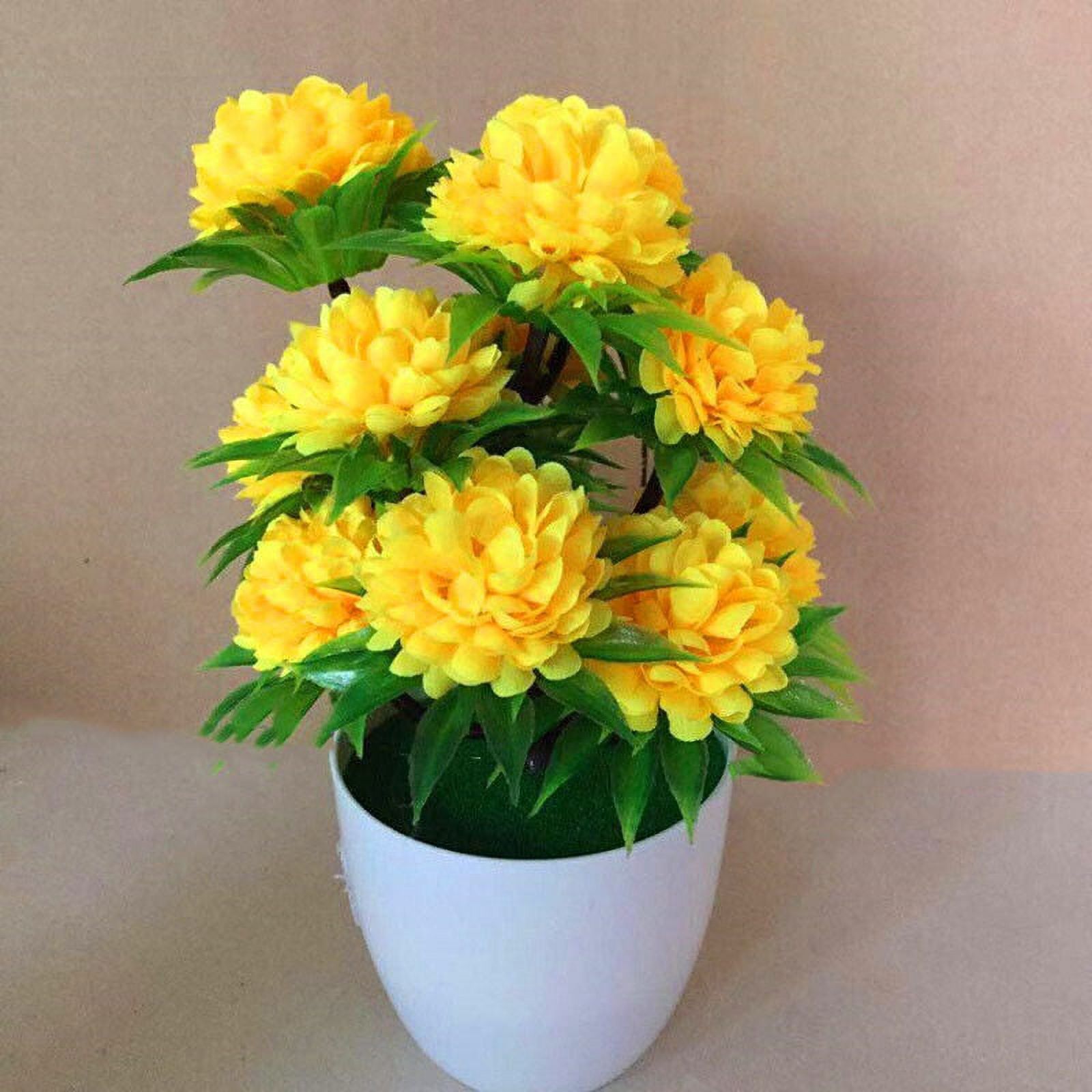 Artificial Chrysanthemums Flowers Plant In Pot Fake Bonsai Potted Plant