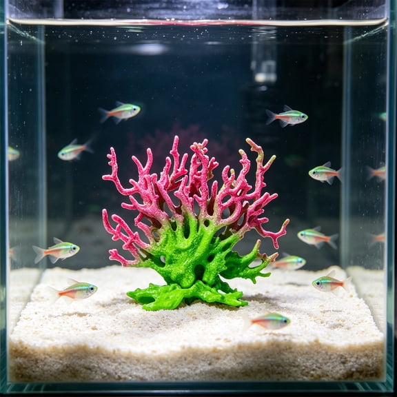 Artificial Coral Aquarium Decor Ornament - Realistic Reef Rock Cave, Hollow Hideout Design, Smooth Safe Edges, Stable Base, Freshwater Saltwater Fish Tank