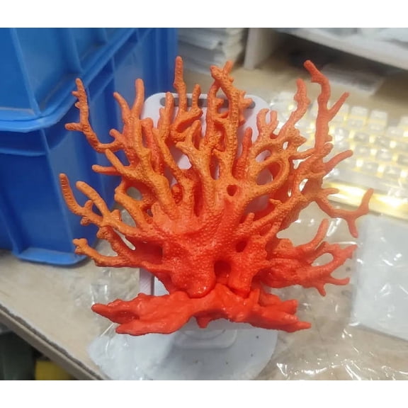 Artificial Coral Ornament, Orange Yellow Coral Tree Aquarium Reef Decor for Fish Shrimp, Resin Simulation Safe Non-Toxic, No Maintenance