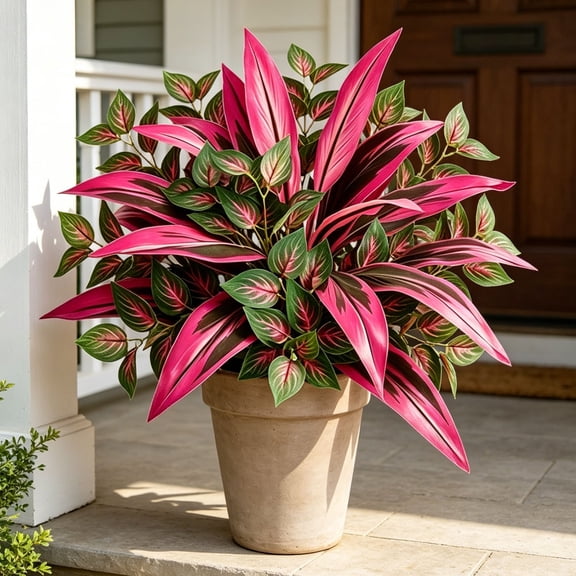 Artificial Cordyline Plant 2-Pack Realistic Faux Foliage for Home Decor Indoor Office Desk Shelf Display 21.7 Inch