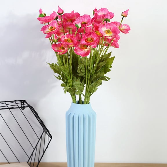 Artificial Corn Poppy Flower Simulation Flower Bouquet For Home Decoration(Rose Red)