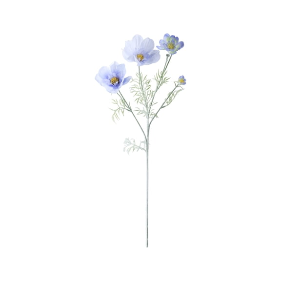 Artificial Cosmos Flower with Flocking for Weddings, Home Decorations, Scene Setups, Event Styling, and Floral Arrangements,Light Blue