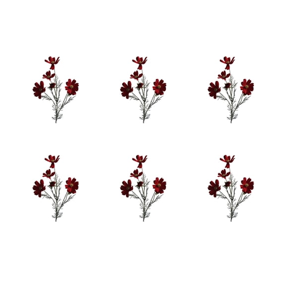Artificial Cosmos Flowers, Bright Red 6 Stems 23.6 Inch Faux Flower Stems For Home Wedding Party Decor