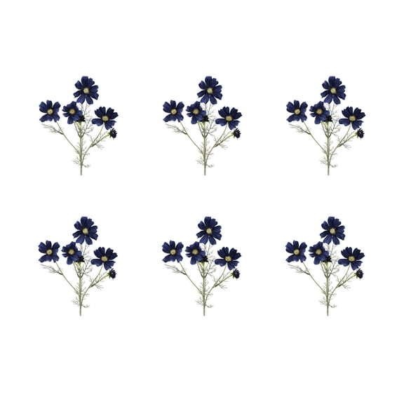 Artificial Cosmos Flowers, Indigo, 6 Stems 23.6Inch, For Home Wedding Decoration